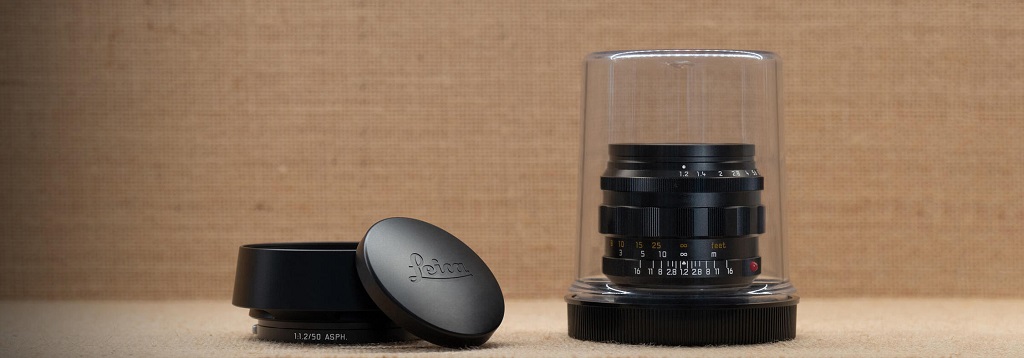 LEICA NOCTILUX-M 50MM F1.2 ASPH BLACK ANODIZED with leans cap and leans hood